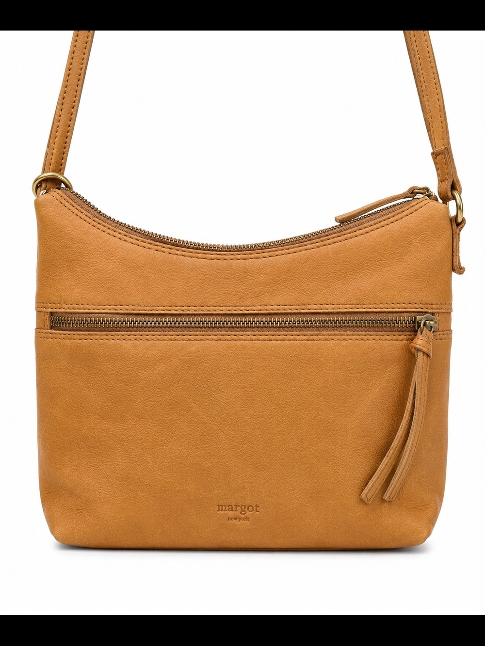 Margot New York Tan Leather Crossbody Bag